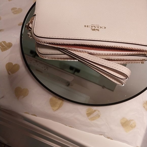 Coach Chalk Cross-Grain Leather Wristlet - Picture 8 of 12